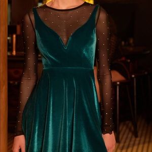 Urban Outfitters Dark Green Velvet Mini Dress